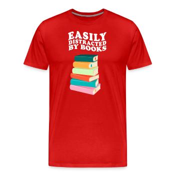 Facilement distrait par les livres Rétro Vintage Lecture - T-shirt bio Premium Homme - rouge - Devant - Damien (186cm)