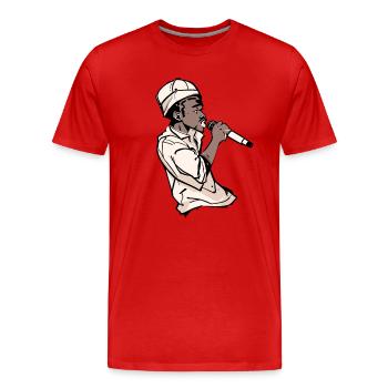 Rappeur tenant un micro (noir) - T-shirt bio Premium Homme - rouge - Devant - Damien (186cm)