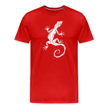 Polygon Gecko – Minimalist Lizard Design - Men's Premium Organic T-Shirt - red - Front - Damien (186cm)