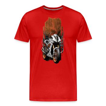Velocity Rush: Racing Bike Design - Men's Premium Organic T-Shirt - red - Front - Damien (186cm)