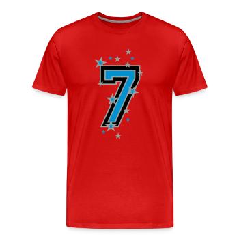Le nombre sept, et les étoiles 7 - T-shirt bio Premium Homme - rouge - Devant - Damien (186cm)