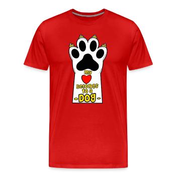Hundepfoten mit liebevollem Spruch - Männer Premium Bio T-Shirt - Rot - Vorne - Damien (186cm)