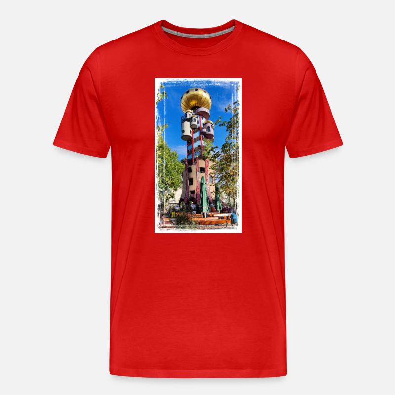 Hundertwasserturm beim Kuchlbauer - Männer Premium Bio T-Shirt - Rot