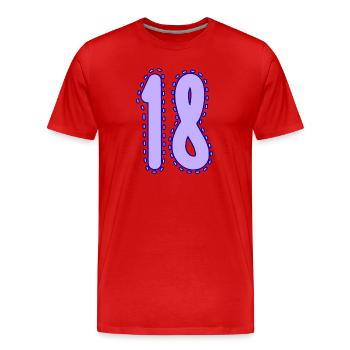 18. 18 ANS. 18e ANNIVERSAIRE. ANNIVERSAIRE 18 ANS. - T-shirt bio Premium Homme - rouge - Devant - Damien (186cm)