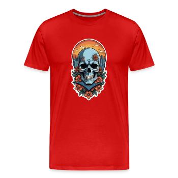 Bones and Botany skull - Men's Premium Organic T-Shirt - red - Front - Damien (186cm)