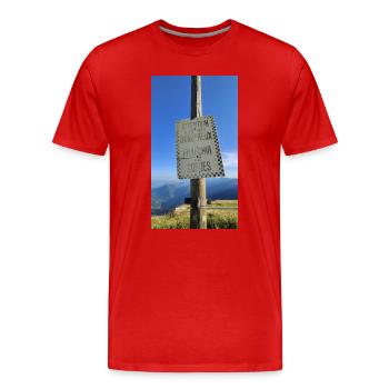 Attention ne pas franchir les cordes ! - T-shirt bio Premium Homme - rouge - Devant - Damien (186cm)