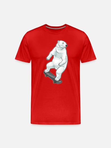 IJsbeer Skater Skateboard - Mannen premium biologisch T-shirt - rood