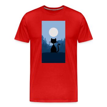 Chat au clair de lune - T-shirt bio Premium Homme - rouge - Devant - Damien (186cm)