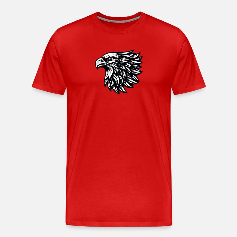 Adler Kopf Schwarz Weiß - Männer Premium Bio T-Shirt - Rot