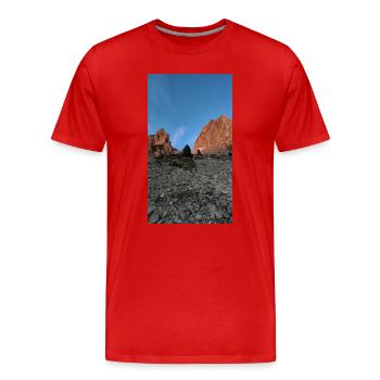 Coucher de soleil Col des Aiguilles - T-shirt bio Premium Homme - rouge - Devant - Damien (186cm)