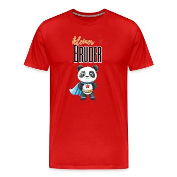 Little Brother Panda Superhero - Men's Premium Organic T-Shirt - red - Front - Damien (186cm)