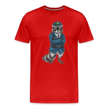Waschbär Polizist Sonnenbrille Polizei - Männer Premium Bio T-Shirt - Rot - Vorne - Damien (186cm)