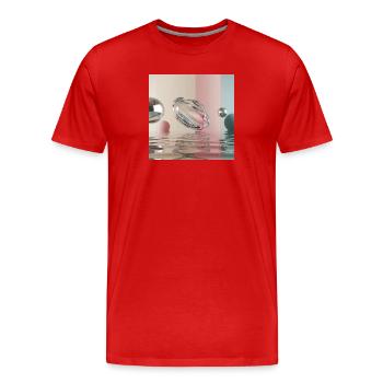 Reflets pastel dans sphère abstraite - T-shirt bio Premium Homme - rouge - Devant - Damien (186cm)