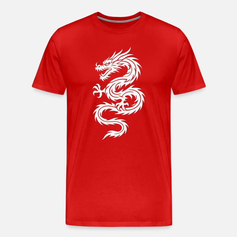 Tribal Drache Silhouette - Männer Premium Bio T-Shirt - Rot