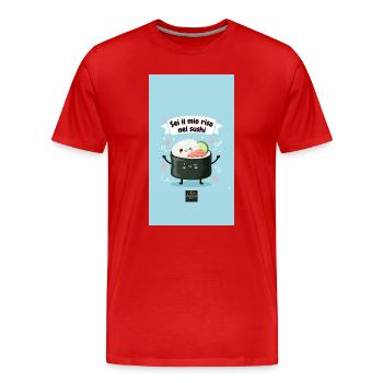 Tasty Threads Sushi - Men's Premium Organic T-Shirt - red - Front - Damien (186cm)