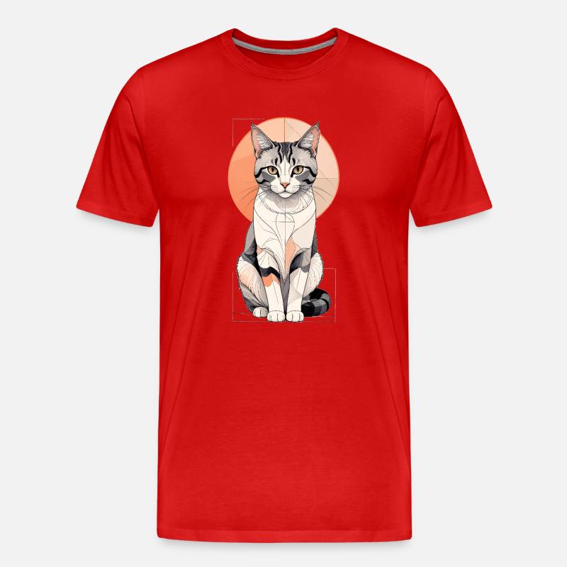 Geometrische Katzenpose im Orbit - Männer Premium Bio T-Shirt - Rot