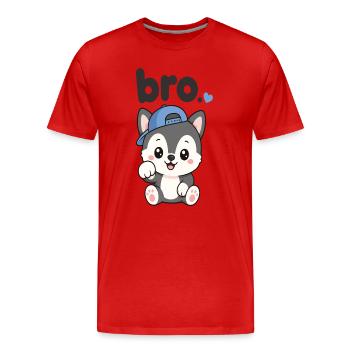 Frère Husky à la Casquette Bleue - T-shirt bio Premium Homme - rouge - Devant - Damien (186cm)