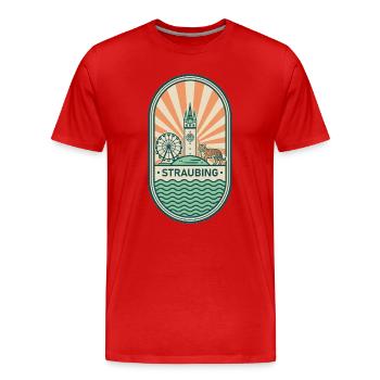 Straubing Vintage Stadtturm Badge - Männer Premium Bio T-Shirt - Rot - Vorne - Damien (186cm)