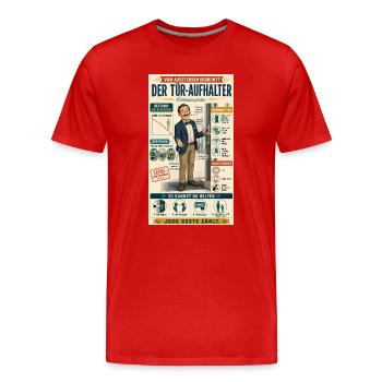 Der Tür-Aufhalter – jede Geste zählt - Männer Premium Bio T-Shirt - Rot - Vorne - Damien (186cm)
