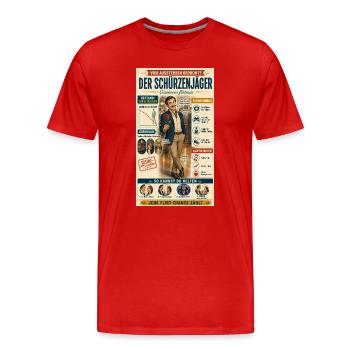 Der Schürzenjäger – jede Flirtchance zählt - Männer Premium Bio T-Shirt - Rot - Vorne - Damien (186cm)