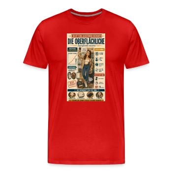 Die Oberflächliche – Denken darf tiefer gehen - Männer Premium Bio T-Shirt - Rot - Vorne - Damien (186cm)