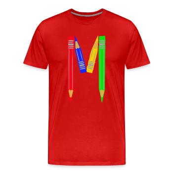 crayons de couleur m - T-shirt bio Premium Homme - rouge - Devant - Damien (186cm)