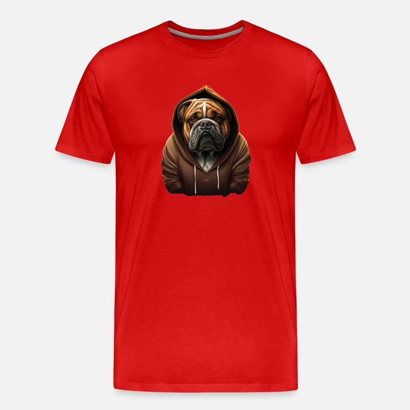 Die coole Pullover-Bulldogge - Männer Premium Bio T-Shirt - Rot