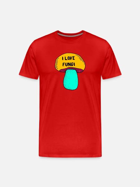 Ich liebe Pilze - Männer Premium Bio T-Shirt - Rot