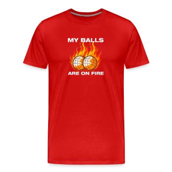 Mes boules sont en feu Joueur de pétanque Boule Boule - T-shirt bio Premium Homme - rouge - Devant - Damien (186cm)