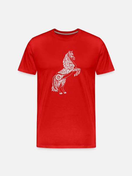 Tattooed White Horse - Men's Premium Organic T-Shirt - red