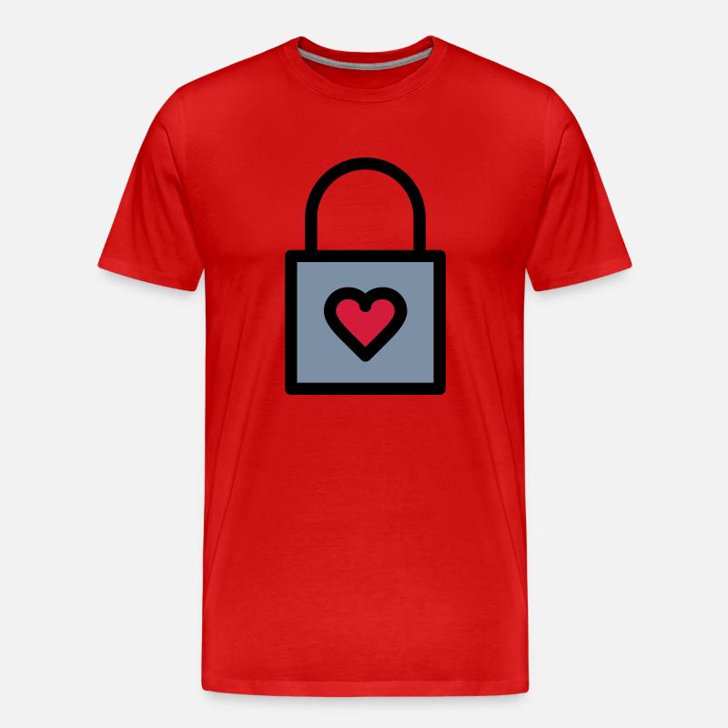 Vorhängeschloss, Liebesschloss - Männer Premium Bio T-Shirt - Rot