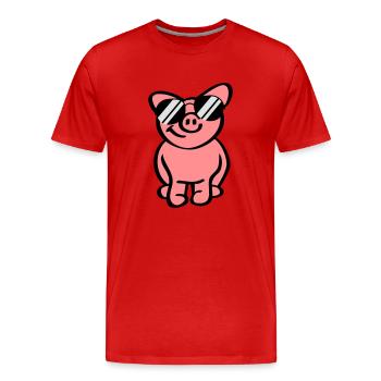 Cool Pig - Männer Premium Bio T-Shirt - Rot - Vorne - Damien (186cm)