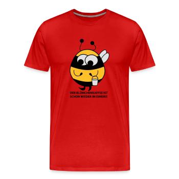 Biene mit Eimer - Männer Premium Bio T-Shirt - Rot - Vorne - Damien (186cm)