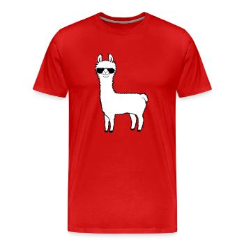 Cool sunglasses alpaca - Men's Premium Organic T-Shirt - red - Front - Damien (186cm)