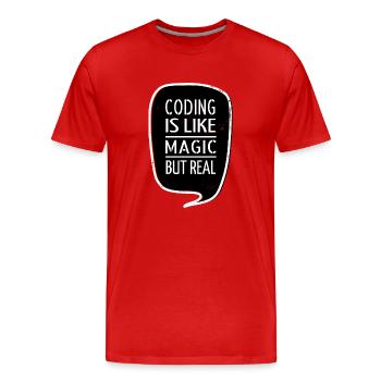 funny quote c plus plus statement fathersday - Men's Premium Organic T-Shirt - red - Front - Damien (186cm)