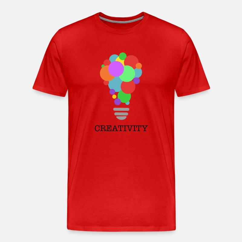 CREATIVITY lightbulb with black print - Männer Premium Bio T-Shirt - Rot