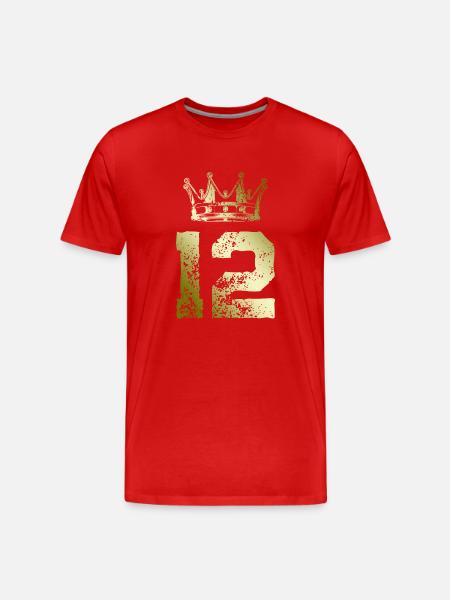 12 Zahl Krone - Männer Premium Bio T-Shirt - Rot