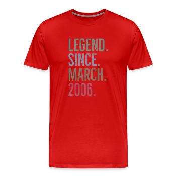 Legend Since March 2006 - Men's Premium Organic T-Shirt - red - Front - Damien (186cm)