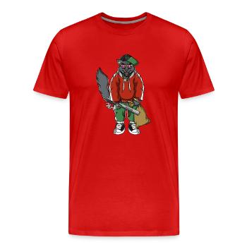 Leonard, Wolf - Männer Premium Bio T-Shirt - Rot - Vorne - Damien (186cm)