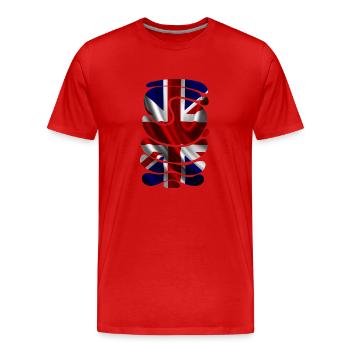 England UK London British English United Kingdom - Men's Premium Organic T-Shirt - red - Front - Damien (186cm)
