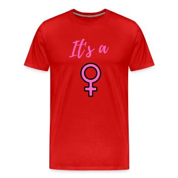 Baby Ankündigung - Mädchen - Schwangerschaft - Männer Premium Bio T-Shirt - Rot - Vorne - Damien (186cm)