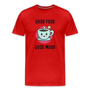 Good food good mood bonne nourriture bonne humeur - T-shirt bio Premium Homme - rouge - Devant - Damien (186cm)