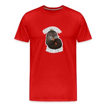 Tazz parle | Shrimply le meilleur - T-shirt bio Premium Homme - rouge - Devant - Damien (186cm)