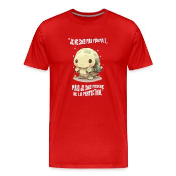 je ne suis pas parfait - T-shirt bio Premium Homme - rouge - Devant - Damien (186cm)