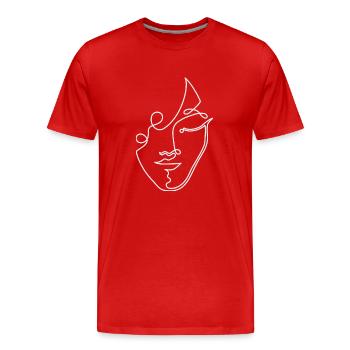 LineArt Frauengesicht - Männer Premium Bio T-Shirt - Rot - Vorne - Damien (186cm)