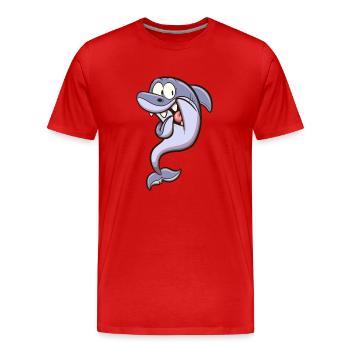 Requin effrayé - T-shirt bio Premium Homme - rouge - Devant - Damien (186cm)