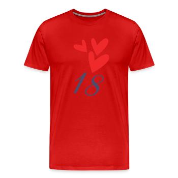 18. 18 JAHRE ALT. 18-JÄHRIGES JUBILÄUM. GEBURTSTAG 18 JAHRE. - Männer Premium Bio T-Shirt - Rot - Vorne - Damien (186cm)