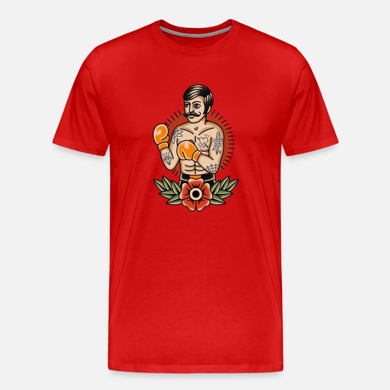 Old school Tattoo Stil Boxer - Männer Premium Bio T-Shirt - undefined