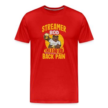 Streamer Bod Like A Dad Bod Content Creator Funny - Men's Premium Organic T-Shirt - red - Front - Damien (186cm)