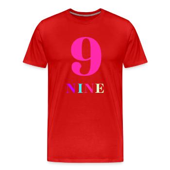 Nine-9th Anniversary - Men's Premium Organic T-Shirt - red - Front - Damien (186cm)